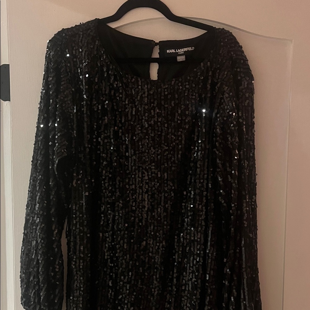 Karl Lagerfeld Shimmering Black Sequin Gown